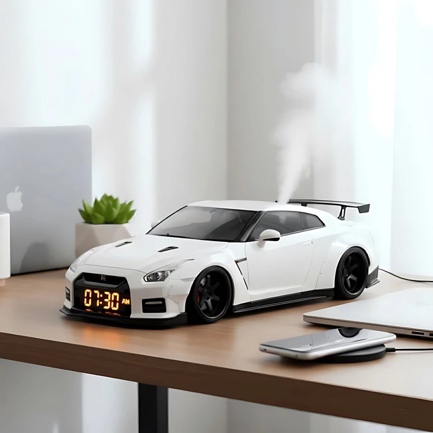 New Super Sports Car Alarm Clock Realistic Engine and Light Effect Bedside Ornaments