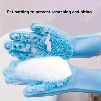 Pet Grooming Cleaning Gloves For Dog, Cat Bathing Shampoo Glove Scrubber.