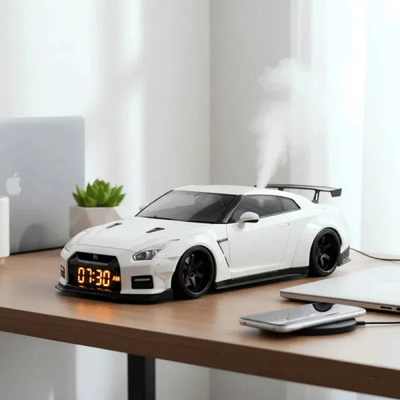 New Super Sports Car Alarm Clock Realistic Engine and Light Effect Bedside Ornaments