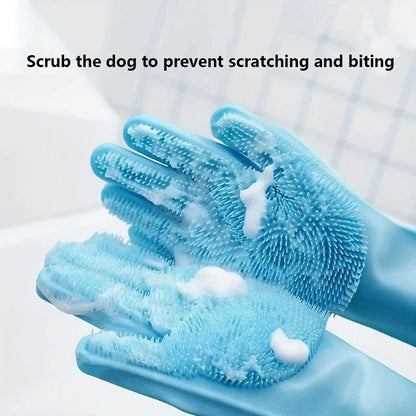 Pet Grooming Cleaning Gloves For Dog, Cat Bathing Shampoo Glove Scrubber.