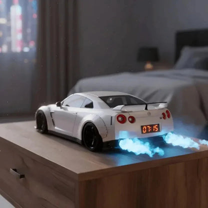 New Super Sports Car Alarm Clock Realistic Engine and Light Effect Bedside Ornaments