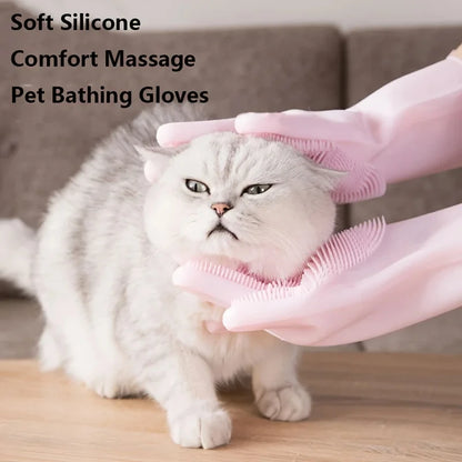 Pet Grooming Cleaning Gloves For Dog, Cat Bathing Shampoo Glove Scrubber.