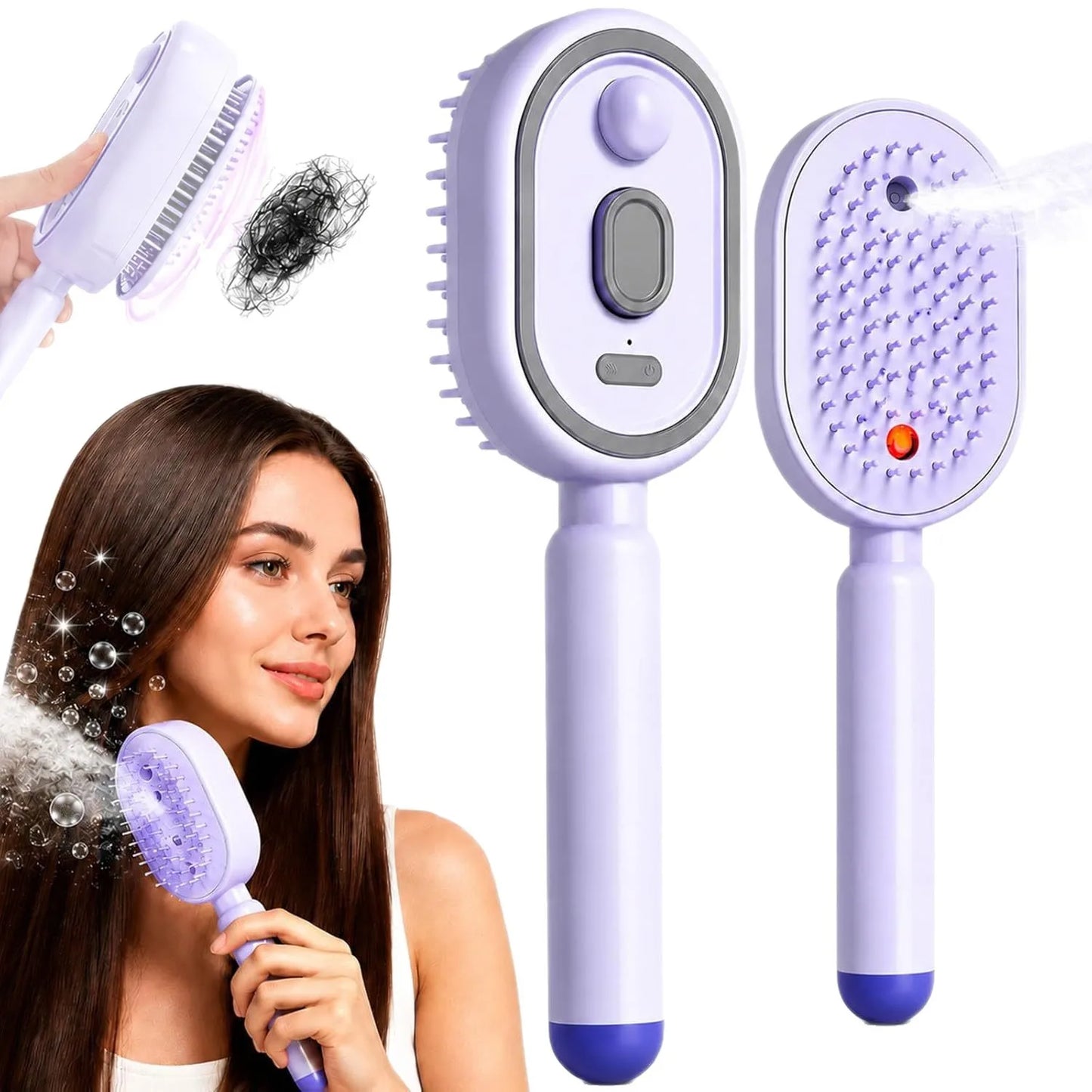 Multi functional massage comb Electric Steam Hair Brush USB-C Charging Spray Steam Smoothing Straightener Anti-Frizz Styling Com